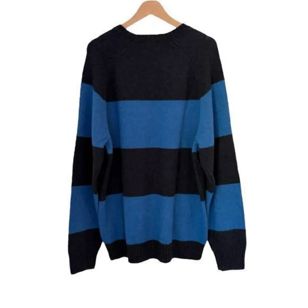 NWT Old Navy Wool Blend Blue Striped Rugby Sweater Men's Size XL